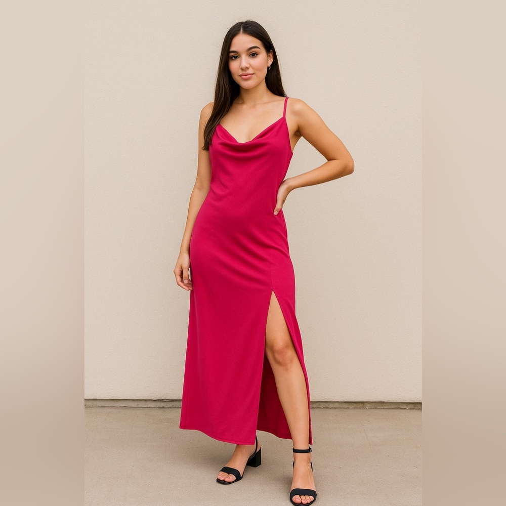 Stunning hot pink maxi dress valentines outfit